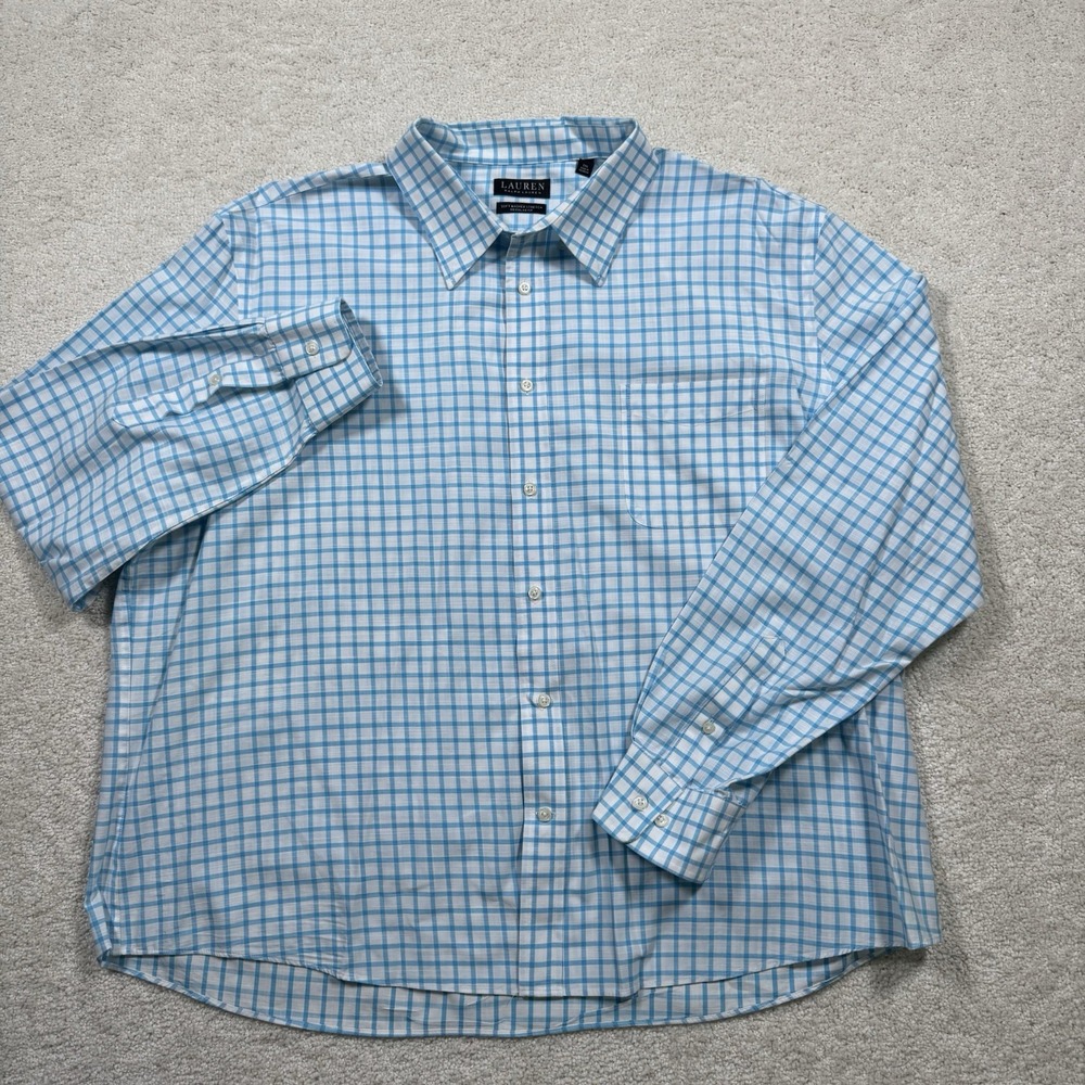 Lauren Ralph Lauren Men's Blue Gingham Check Size 2XL Long‎ Sleeve Button Down - Picture 2 of 7